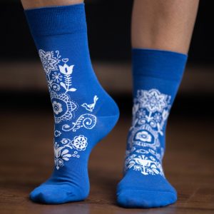 Barefoot BeLenka ponožky Folk – modré