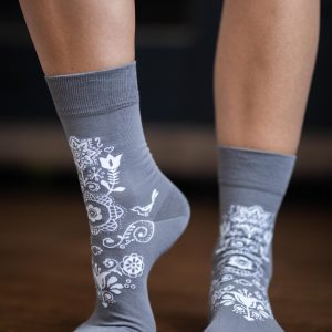 Barefoot BeLenka ponožky Folk – sivé